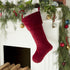 Classic Garnet Red Velvet Handmade Christmas Stocking - 20" - ARCADIA HOME
